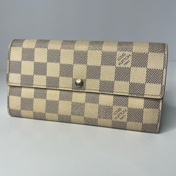 ♥️LOUIS VUITTON Portefeuille Damier Azur Long Sarah...